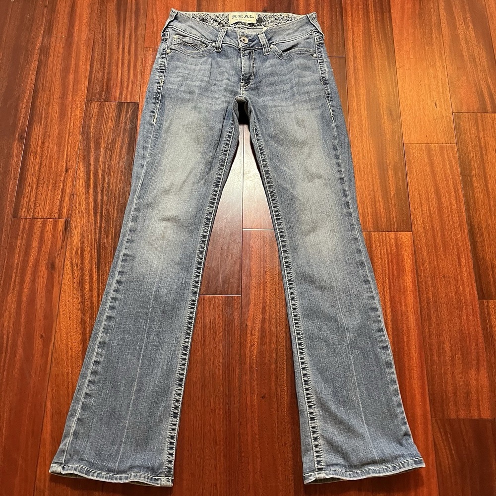 Ariat Real Denim Jeans Womens 29L 30x33 Bootcut Cowgirl Rodeo Festival Grunge